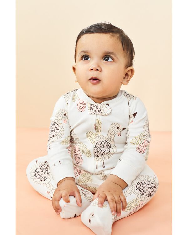 Multi Baby Turkey 2Way Zip Cotton Sleep & Play Pajamas